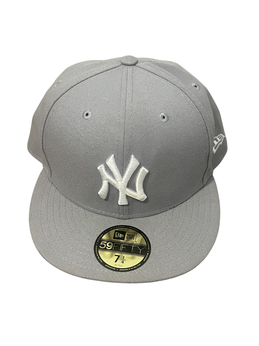 New York Yankees Hat Cap Fitted Mens 7 1/4 Gray MLB Baseball New Era 59FIFTY